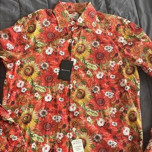 Kiton Orange Floral flower Casual Shirt